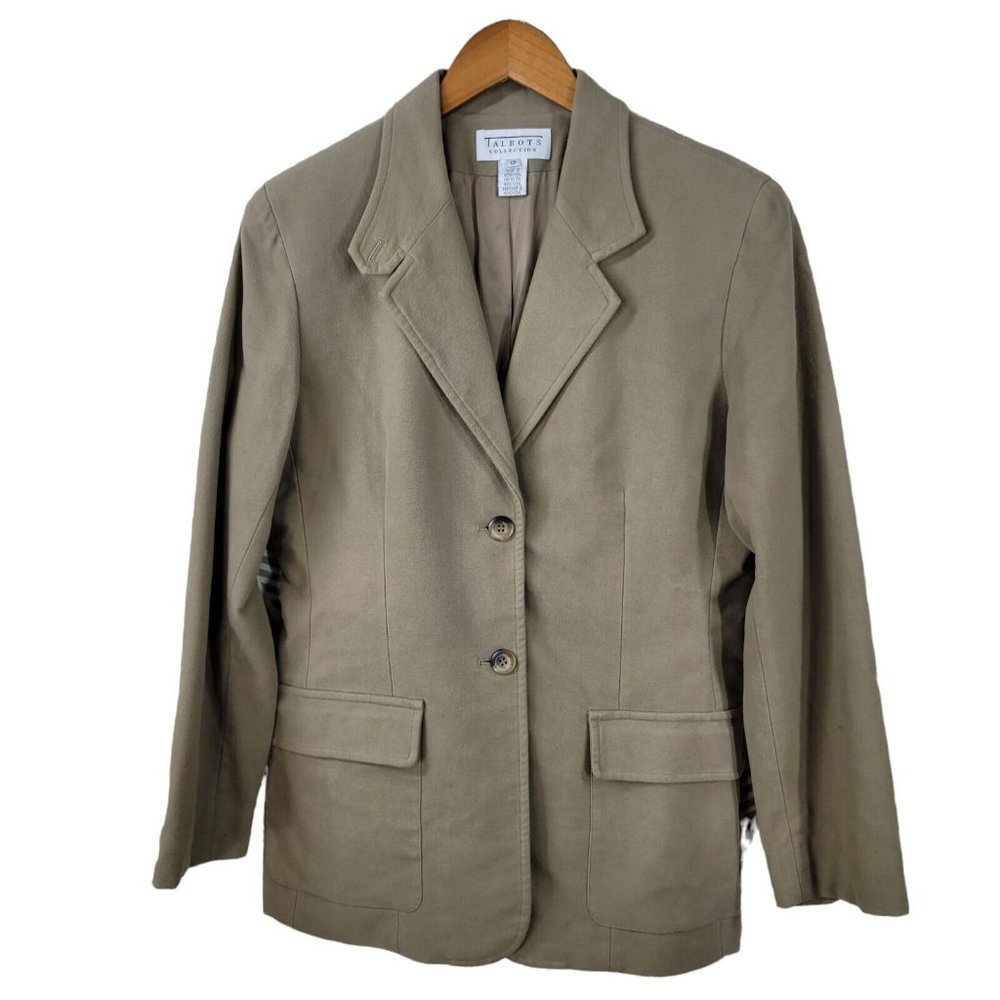 Vintage Talbots size 12 Blazer Jacket Professor structured Light Academia Tan
